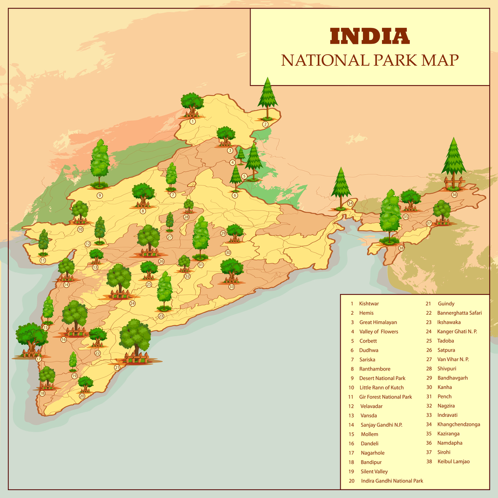 map national parks in India