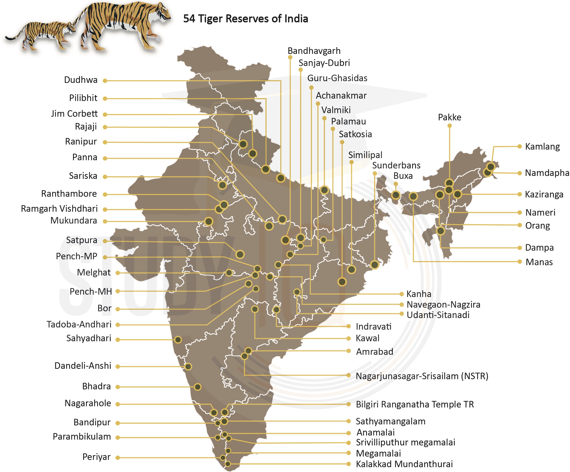 Tiger Reserves of India Map